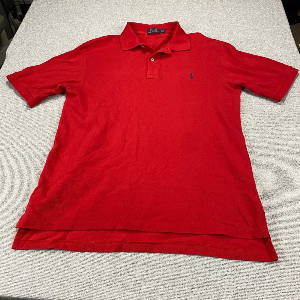 Polo Ralph Lauren Mens LT Tall Red Short Sleeve Pique Cotton Polo Shirt Pony - Picture 10 of 11